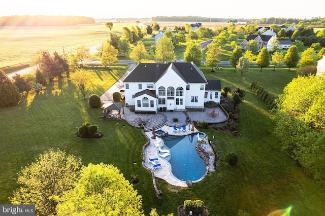 drone / aerial view with a rural view