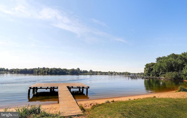 dock area featuring a water view