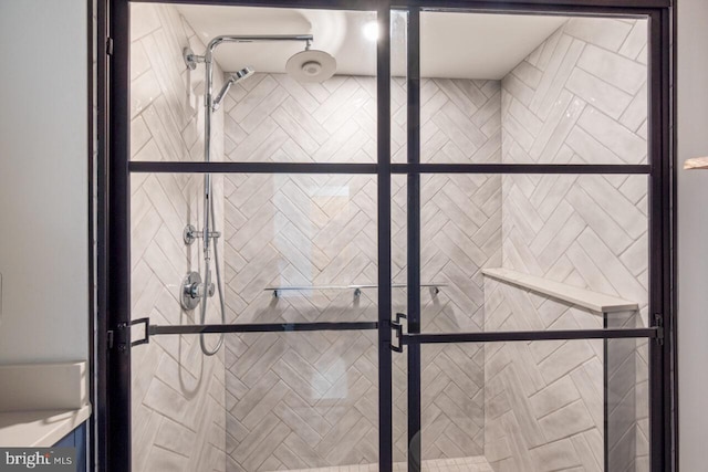 interior details with a stall shower