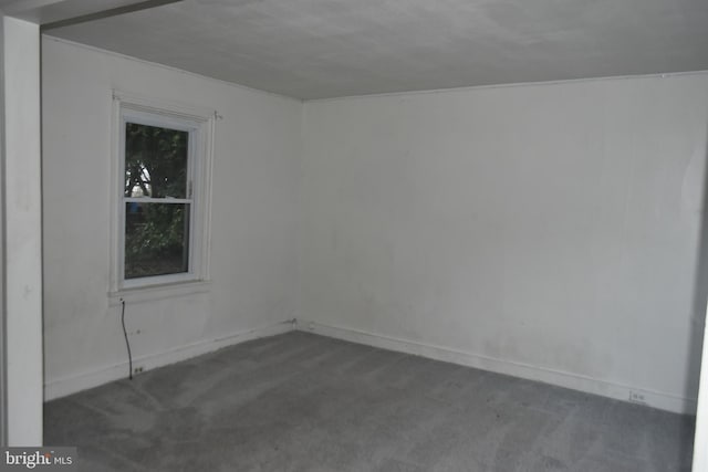 empty room featuring baseboards and carpet flooring