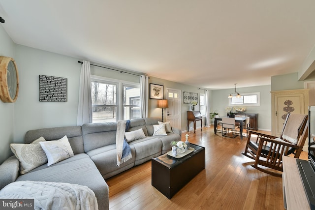 living room with light wood-type flooring