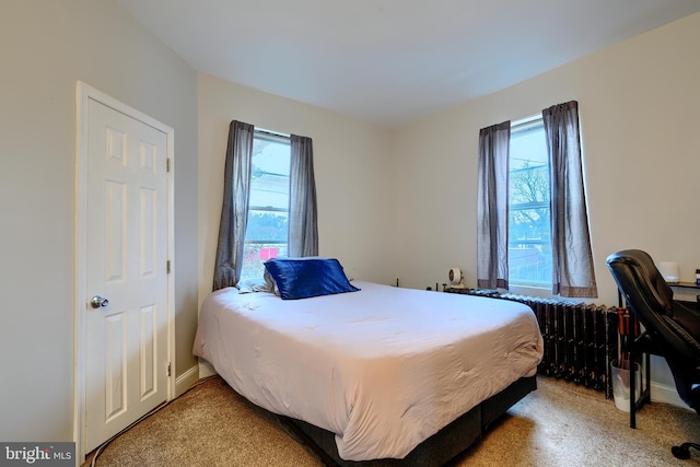 bedroom with radiator heating unit