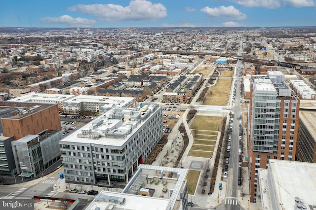 drone / aerial view featuring a city view