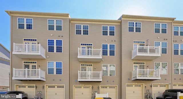 exterior space with a garage