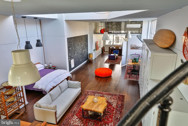 living room with hardwood / wood-style flooring