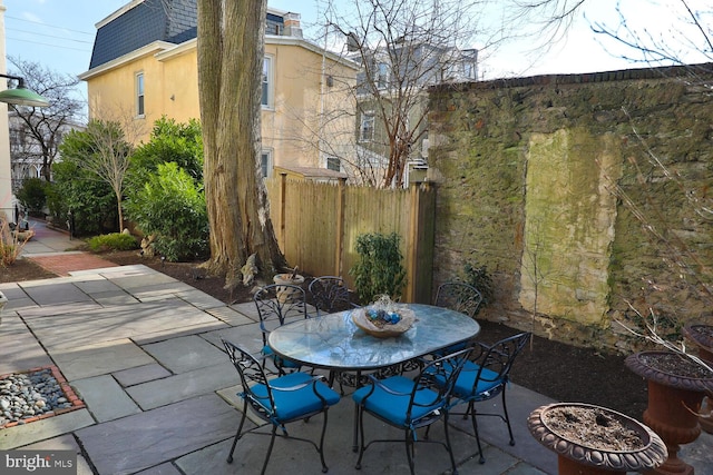 view of patio / terrace with fence and outdoor dining space