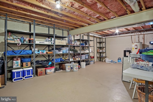 storage room featuring electric water heater