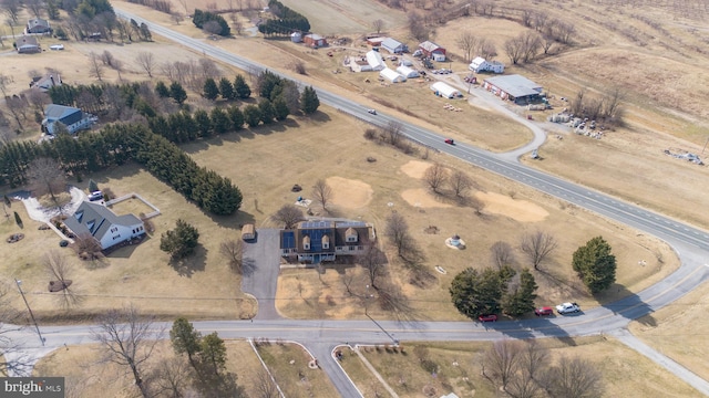 bird's eye view with a rural view