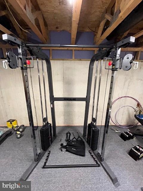 exercise area with a garage