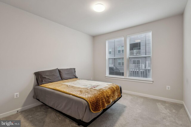 bedroom featuring carpet flooring and baseboards