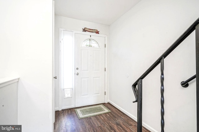 foyer featuring plenty of natural light, baseboards, and wood finished floors