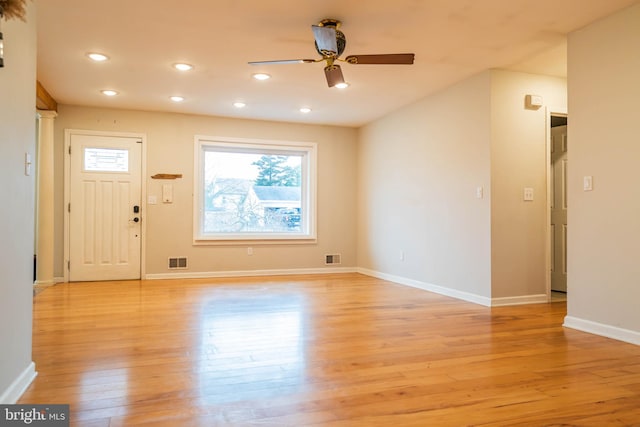 365 Heritage Way, Tuckerton, NJ 08087 - interior space with light wood-style flooring, recessed lighting, a ceiling fan, baseboards, and visible vents