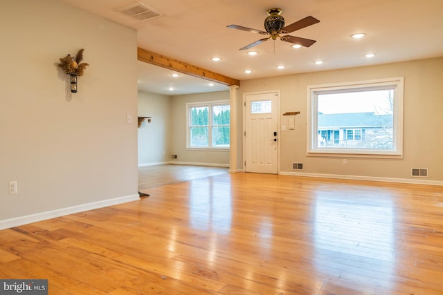 365 Heritage Way, Tuckerton, NJ 08087 - unfurnished room featuring light wood-style flooring, a ceiling fan, visible vents, and baseboards