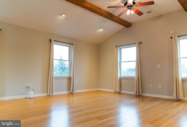 365 Heritage Way, Tuckerton, NJ 08087 - spare room with lofted ceiling with beams, light wood finished floors, plenty of natural light, and a ceiling fan