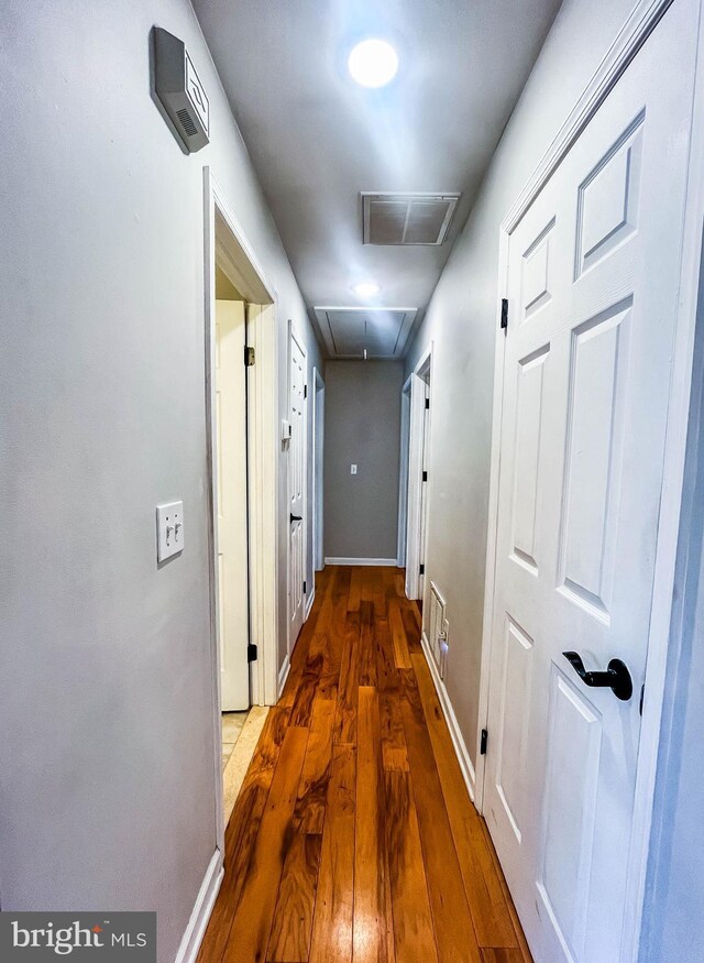 365 Heritage Way, Tuckerton, NJ 08087 - hallway featuring attic access, visible vents, baseboards, and wood finished floors