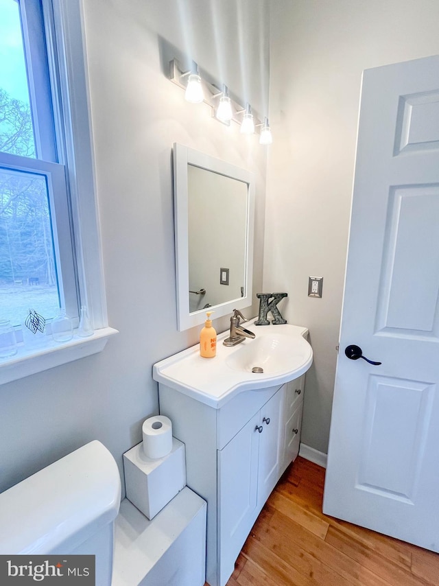 365 Heritage Way, Tuckerton, NJ 08087 - half bathroom with toilet, wood finished floors, and vanity