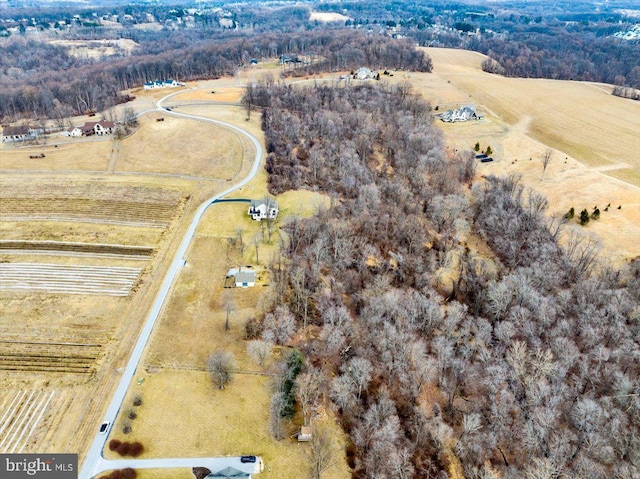 drone / aerial view featuring a rural view