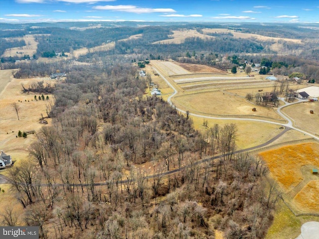 bird's eye view featuring a rural view