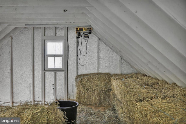 view of unfinished attic