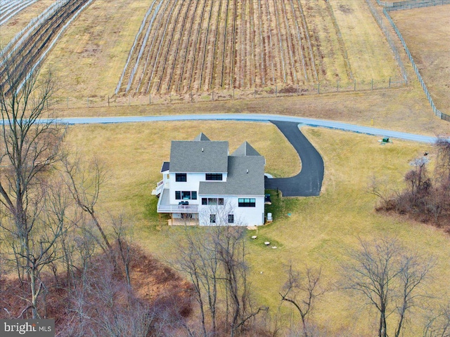 aerial view featuring a rural view