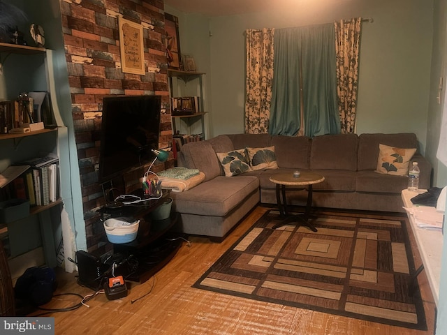 living room with wood finished floors