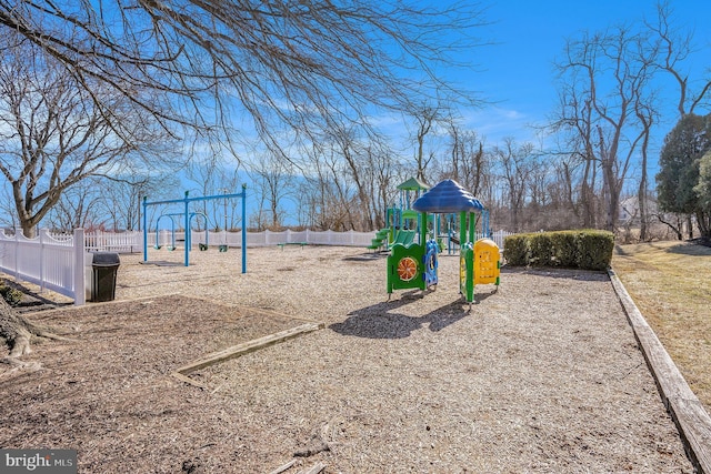 community jungle gym with fence