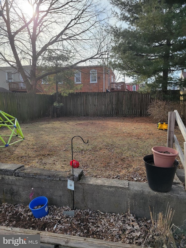 view of yard with fence