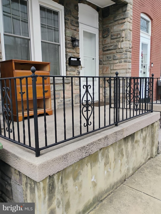 entrance to property with stone siding