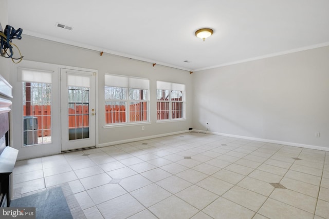 unfurnished sunroom with visible vents
