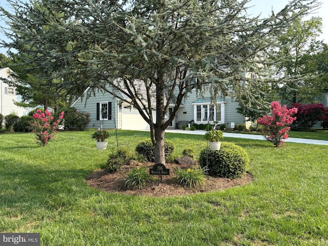 view of front facade with an attached garage and a front yard