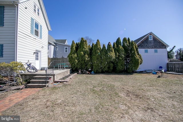 view of yard with fence