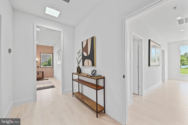 4810 3rd St N, Arlington, VA 22203 - hallway with wood finished floors, a skylight, and recessed lighting