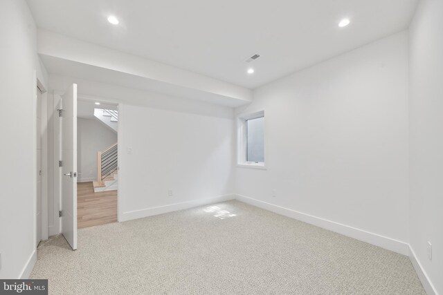 4810 3rd St N, Arlington, VA 22203 - unfurnished room with light carpet, stairs, and recessed lighting