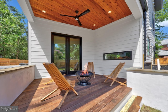4810 3rd St N, Arlington, VA 22203 - wooden deck featuring an outdoor fire pit and ceiling fan