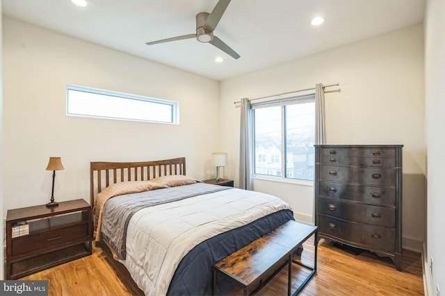 5664 Gainor Rd, Philadelphia, PA 19131 - bedroom with a ceiling fan, light wood-type flooring, multiple windows, and recessed lighting