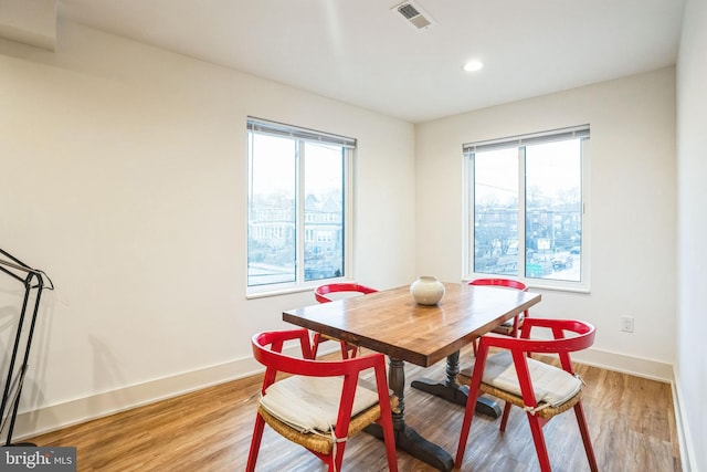 5664 Gainor Rd, Philadelphia, PA 19131 - dining room featuring light wood-style floors, baseboards, visible vents, and recessed lighting