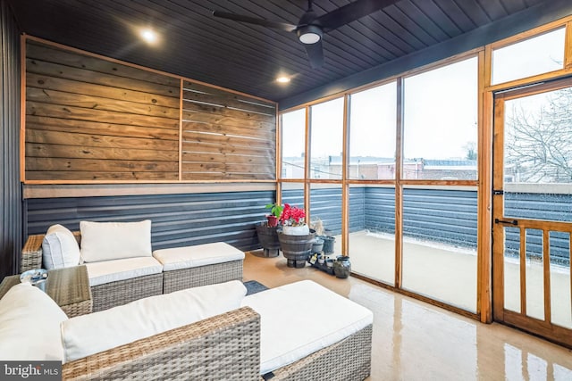 5664 Gainor Rd, Philadelphia, PA 19131 - sunroom / solarium with wooden ceiling and a ceiling fan
