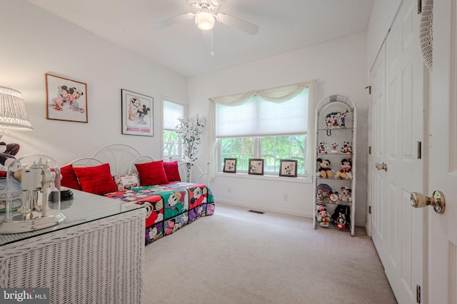 17024 Turtle Hl, Milford, DE 19963 - carpeted bedroom with ceiling fan, visible vents, baseboards, and a closet