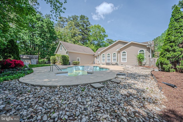 17024 Turtle Hl, Milford, DE 19963 - pool featuring a patio, fence, an outbuilding, and cooling unit