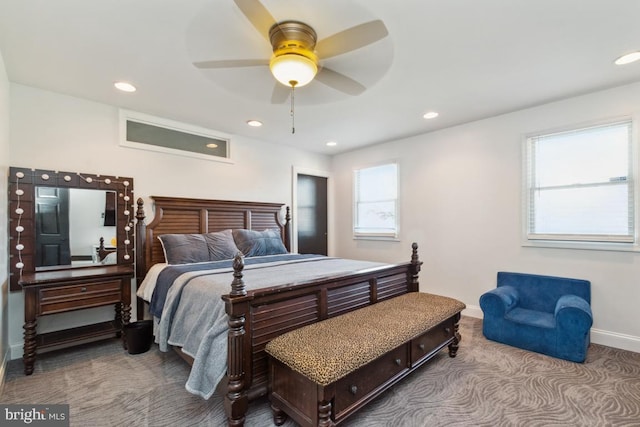 3524 Blenheim Rd, Phoenix, MD 21131 - carpeted bedroom with recessed lighting, baseboards, and ceiling fan