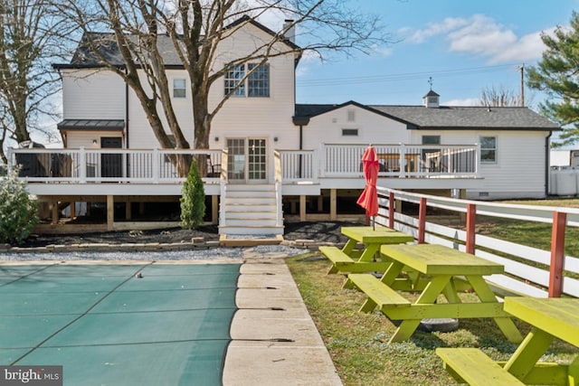 3524 Blenheim Rd, Phoenix, MD 21131 - rear view of property featuring a covered pool, crawl space, and a deck