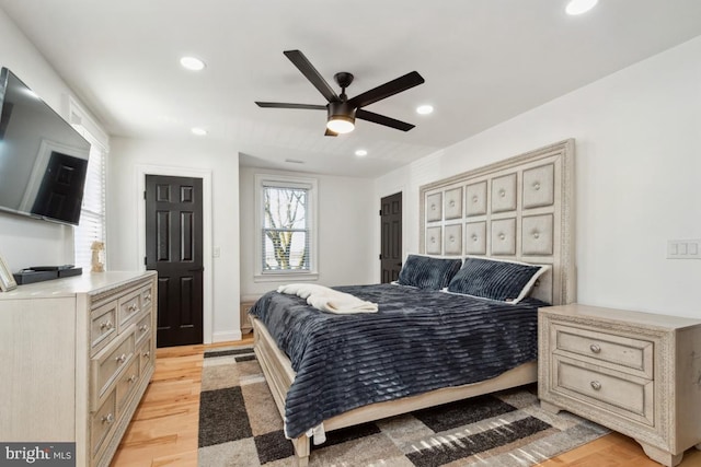 3524 Blenheim Rd, Phoenix, MD 21131 - bedroom with recessed lighting, light wood-style flooring, and a ceiling fan