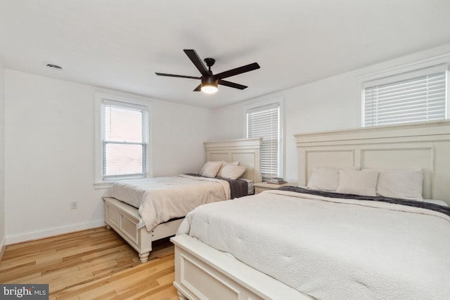 3524 Blenheim Rd, Phoenix, MD 21131 - bedroom with visible vents, a ceiling fan, light wood-type flooring, and baseboards