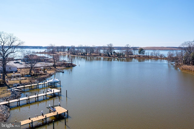 view of water feature featuring a boat dock