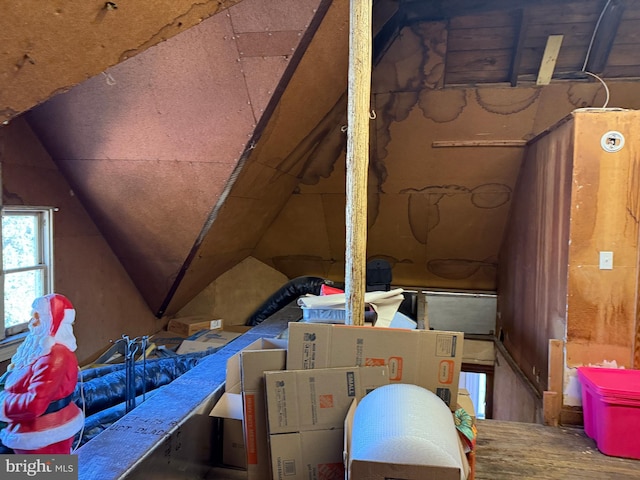 view of unfinished attic