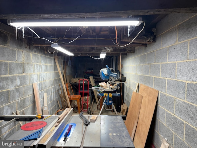 view of unfinished basement