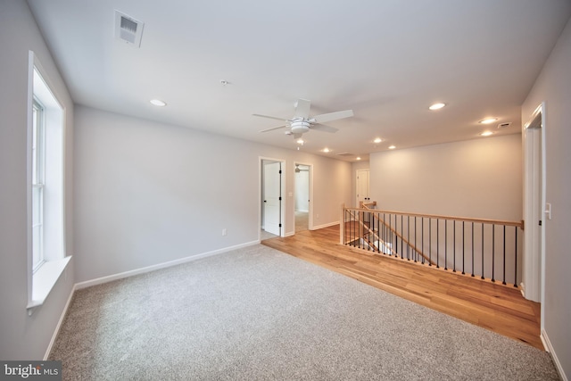 103 Matte Ln, Havre De Grace, MD 21078 - carpeted spare room featuring recessed lighting, baseboards, ceiling fan, plenty of natural light, and wood finished floors