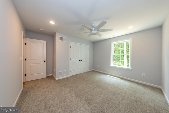 103 Matte Ln, Havre De Grace, MD 21078 - unfurnished bedroom featuring carpet, baseboards, recessed lighting, a closet, and a ceiling fan