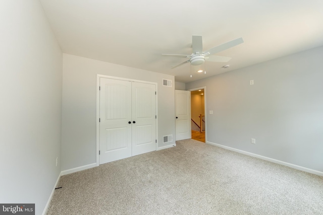 103 Matte Ln, Havre De Grace, MD 21078 - unfurnished bedroom featuring carpet, baseboards, a closet, and a ceiling fan