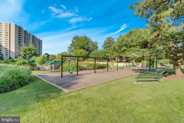 community playground with a yard